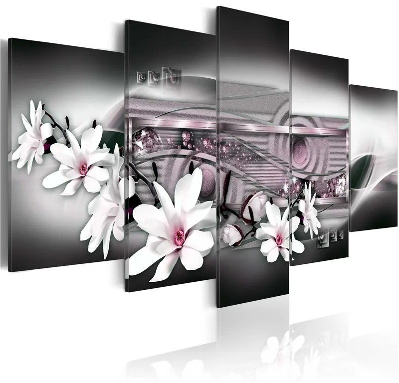 Quadro Espressione di fiori  Colore Grigio, Dimensioni e Misure 100x50