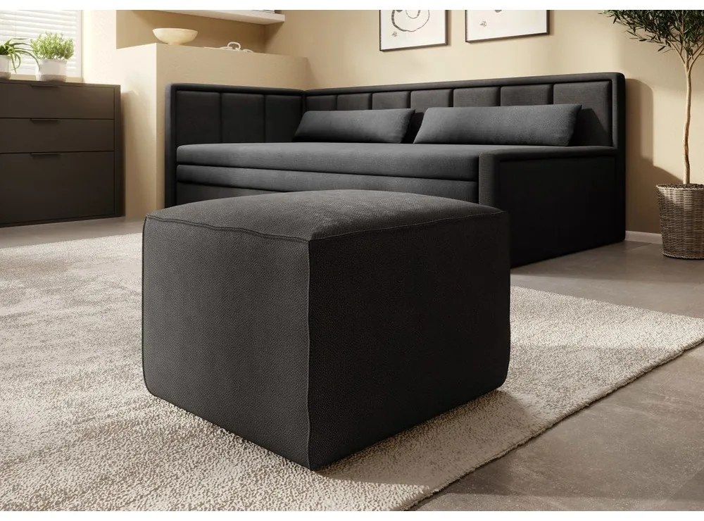 Divano grigio scuro allungabile/con contenitore e rivestimento in ciniglia 214 cm Fulgeo – ELTAP