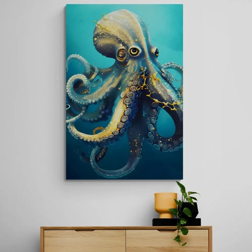 Stampa su tela – Polpo blu-oro