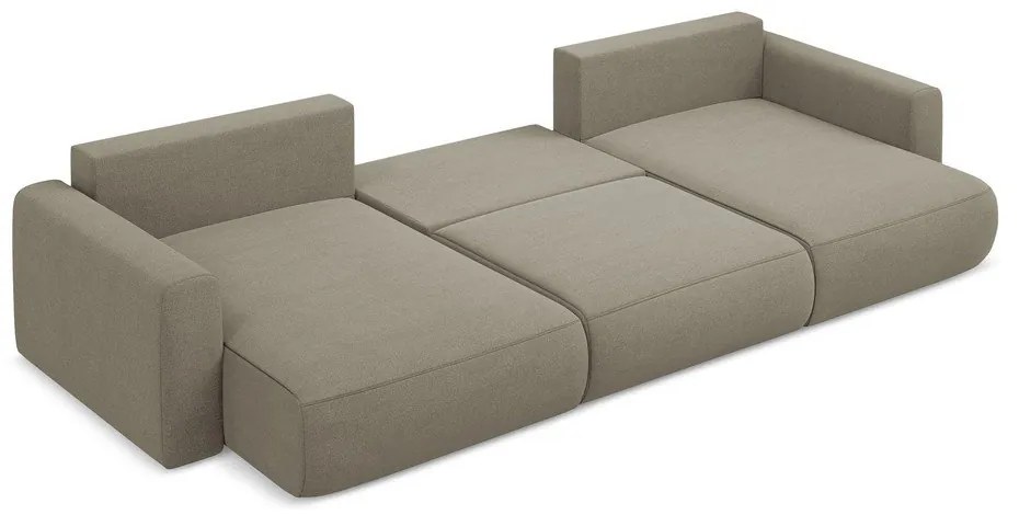 Divano angolare marrone chiaro allungabile/con contenitore (a U) Kapua – Makamii