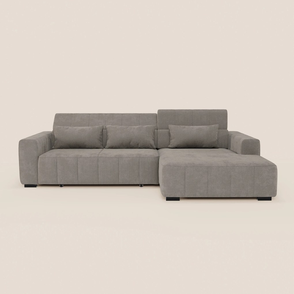 Doric Divano angolare con penisola e sedute allungabili con relax elettrico - poggiatesta reclinabili in tessuto smacchiabile T23