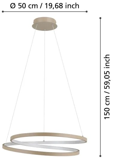 Eglo 901139 - Lampadario LED a sospensione con filo RUOTALE LED/36W/230V 3000K beige