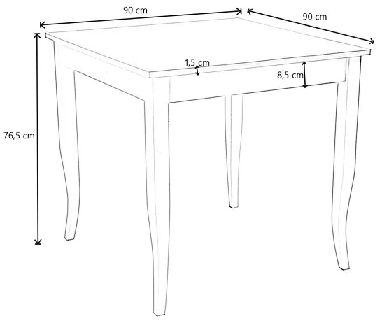 Tavolo fisso in legno con gamba a sciabola RISTORANTE misura 90x90 CILIEGIO