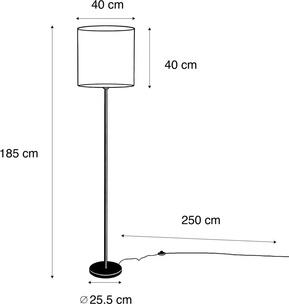 Lampada da terra ottone con paralume in velluto marrone 40 cm - Simplo