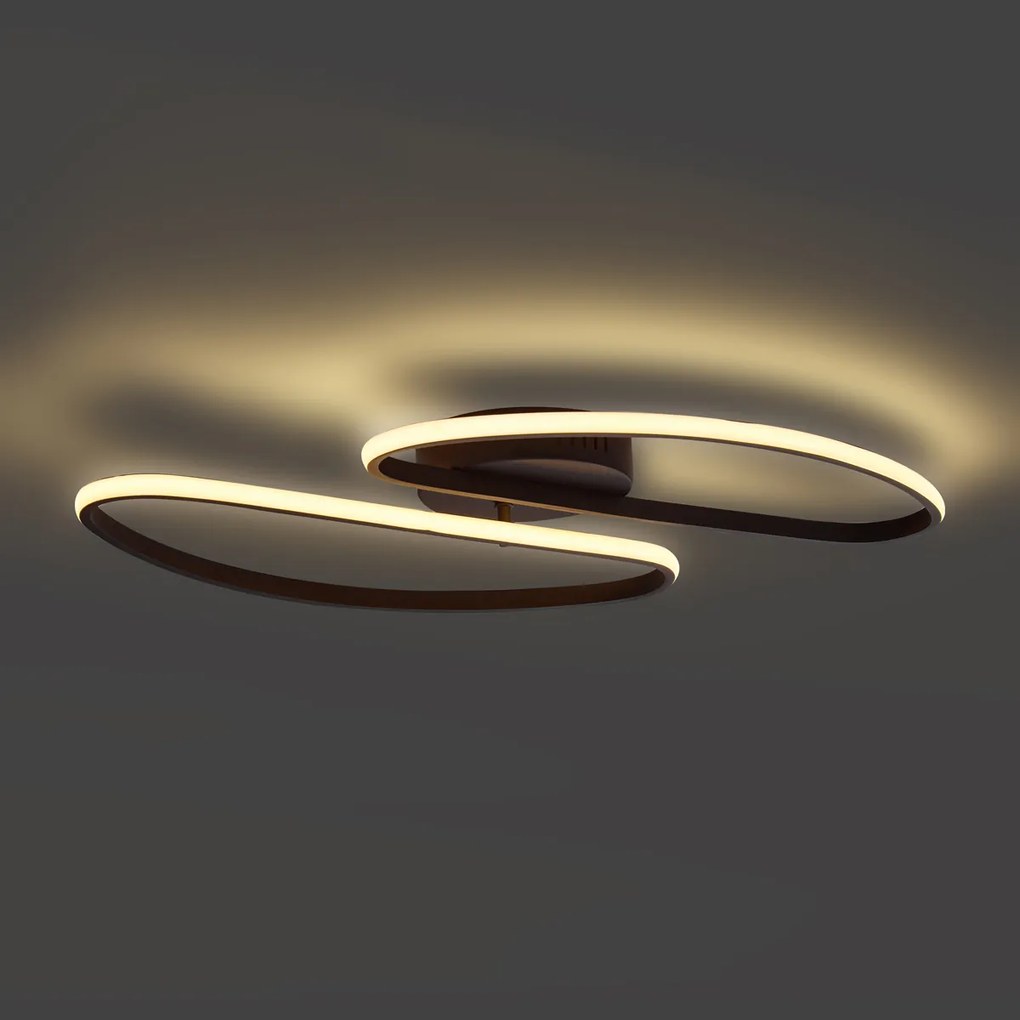 Plafoniera di design nero opaco 65 cm dimmerabile a 3 livelli 2 luci - Pepe