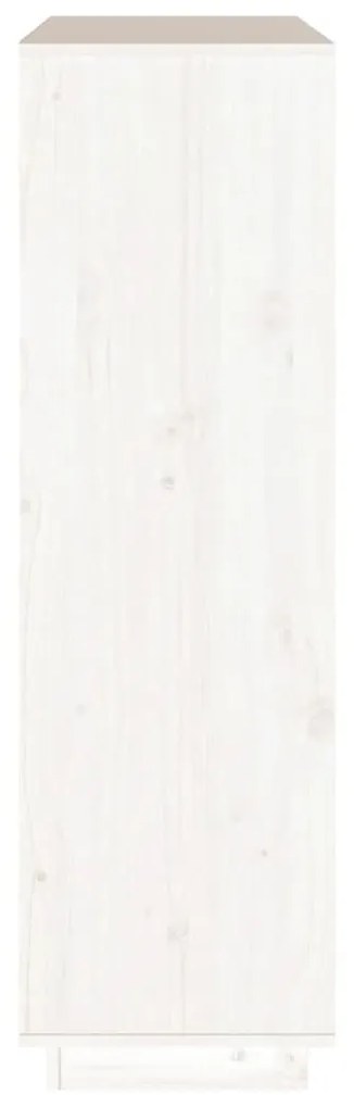 Credenza bianca 110,5x35x117 cm in legno massello di pino