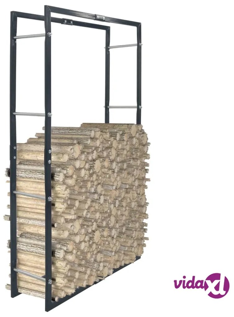 vidaXL Rastrelliera per Legna da Ardere Nera 80x25x150 cm in Acciaio