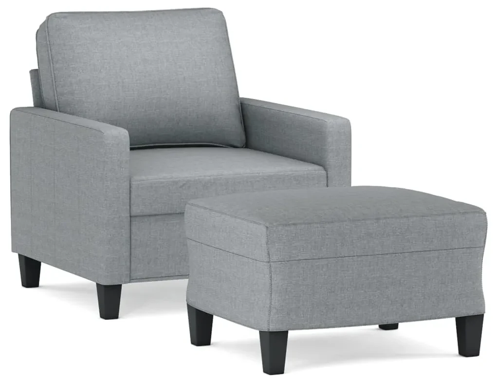 Poltrona con poggiapiedi grigio chiaro 60 cm in tessuto