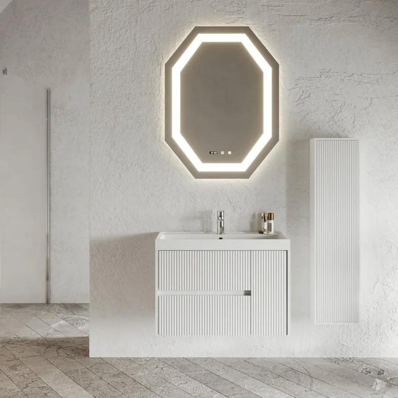 Colonna per mobile bagno PORTOFINO 1 anta P 16 x L 33.7 x H 139 cm bianco cannettato