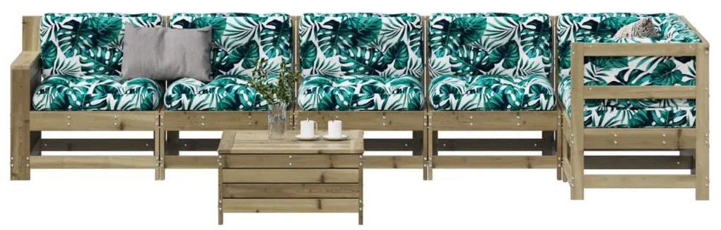 Set divani da giardino 7pz con cuscini legno impregnato di pino