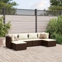 Set Mobili da Giardino 6pz con Cuscini in Polyrattan Marrone 3308241