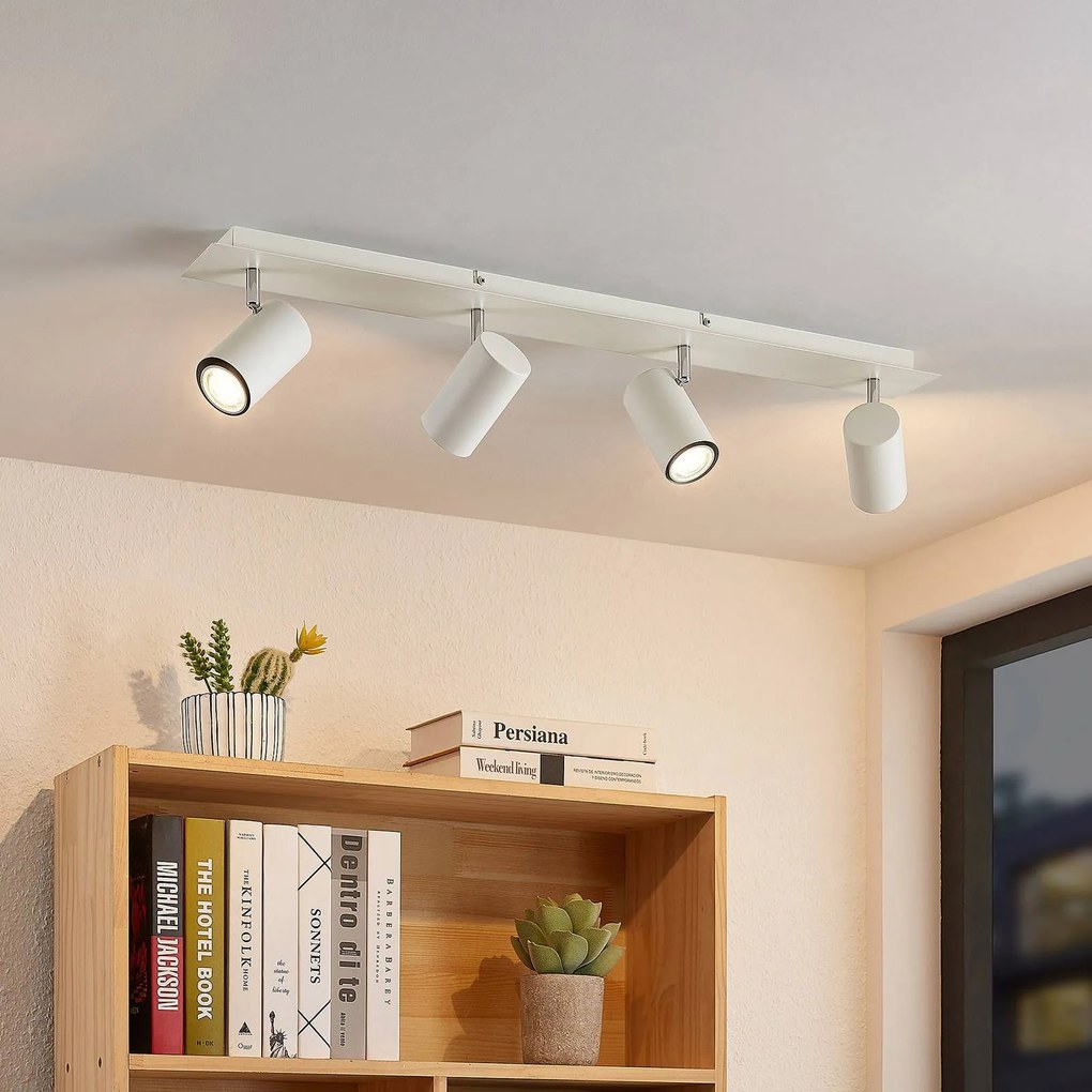 Faretto da soffitto Lindby Joffrey, 80 cm, bianco, a 4 luci, GU10