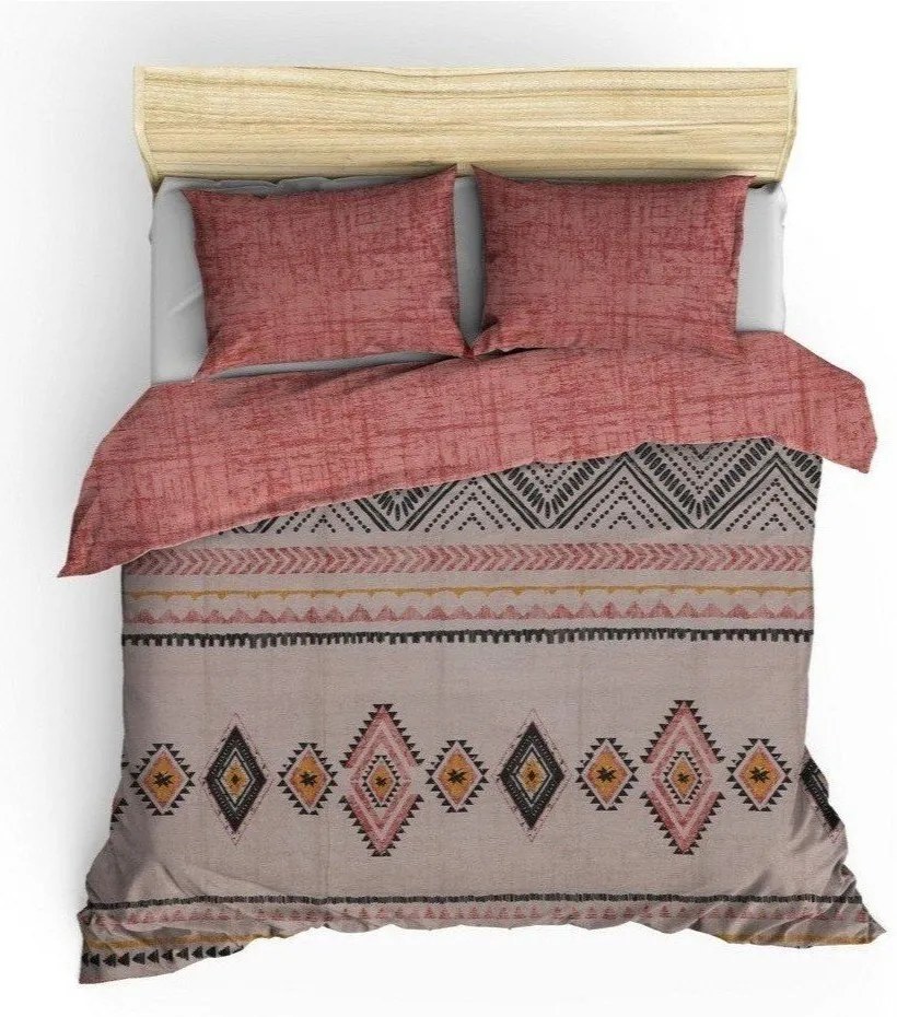 Biancheria da letto matrimoniale color rosso mattone e marrone in cotone Renforcé 240x220 cm Felix - Mijolnir