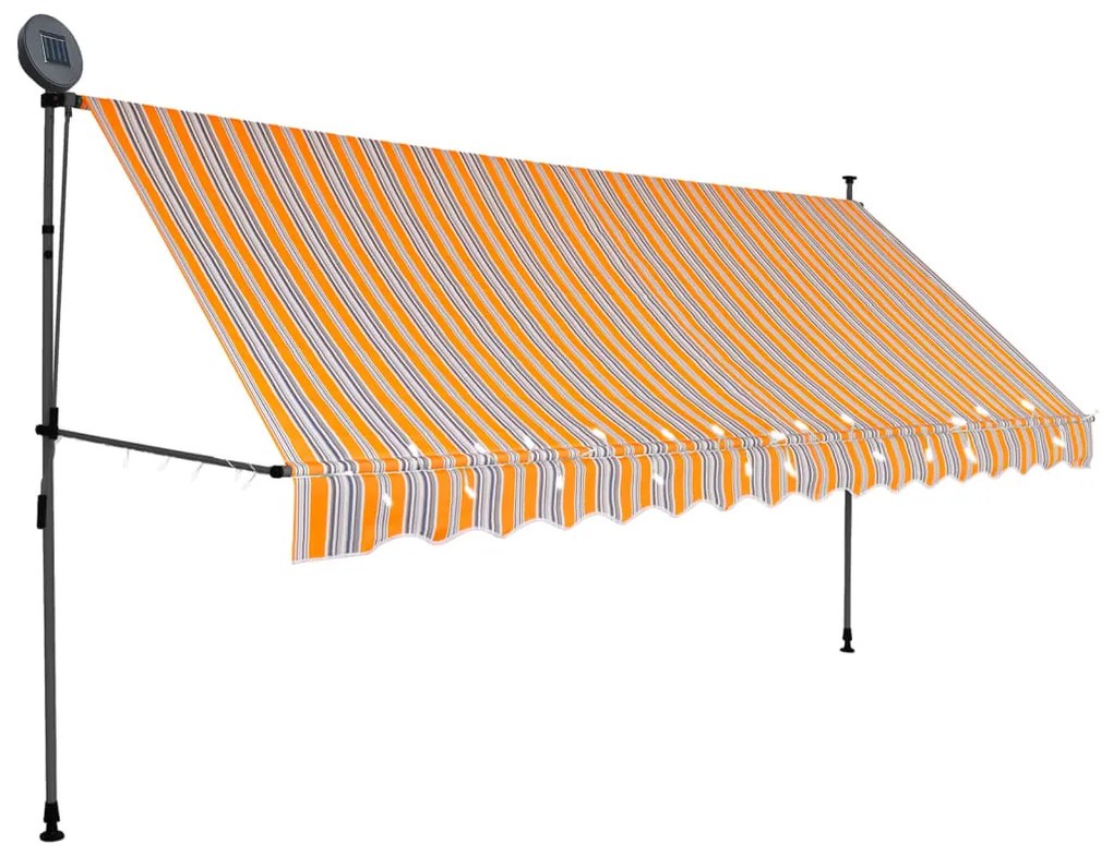 Tenda da Sole Retrattile Manuale con LED 400 cm Gialla e Blu