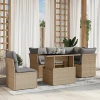 Set Divano da Giardino 6 pz con Cuscini Beige in Polyrattan 3266589