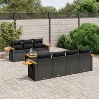 Set Divani da Giardino con Cuscini 8 pz Nero in Polyrattancod mxl 112485