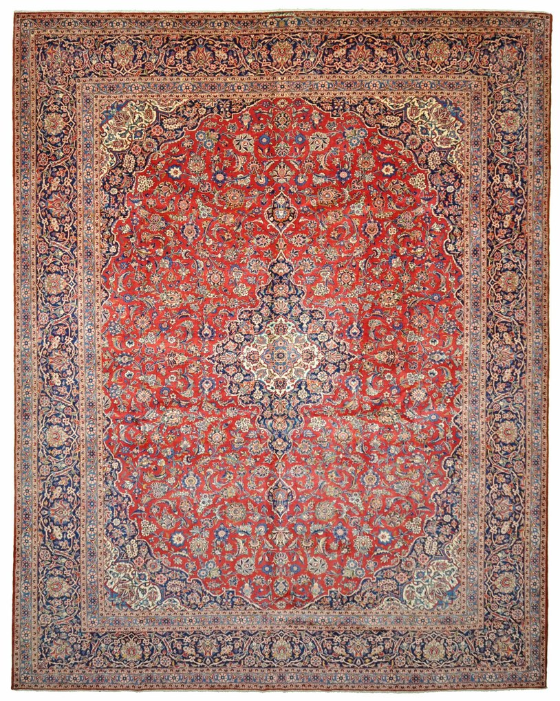 Kashan Tappeto 320x400 Rosso (Iran) Annodato A Mano