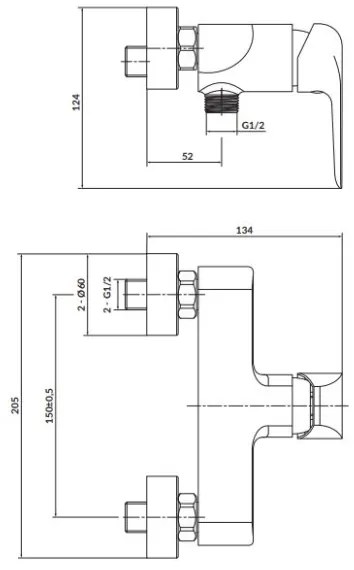 Cersanit S951-352 - Rubinetto doccia CITY cromo lucido