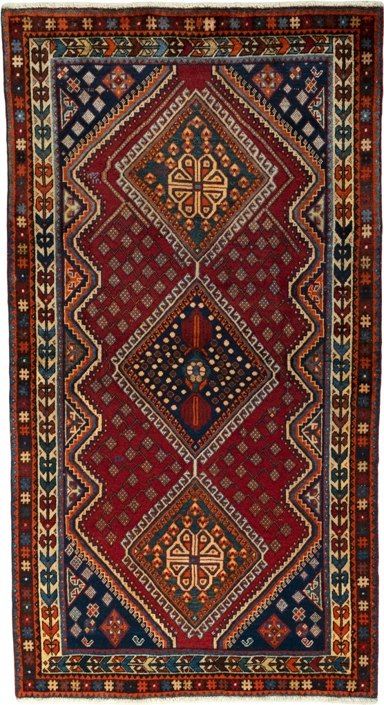 Shiraz Tappeto persiano 120 x 220 Rosso (Iran) Annodato A Mano