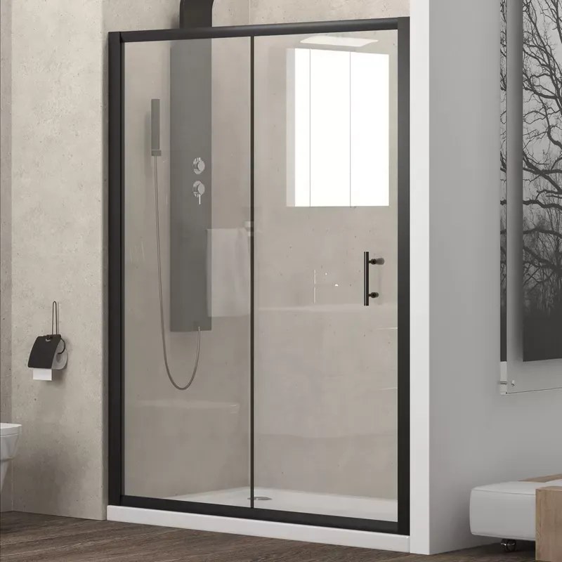 Porta doccia nicchia 100cm telaio colore nero anticalcare KFN5000 - KAMALU