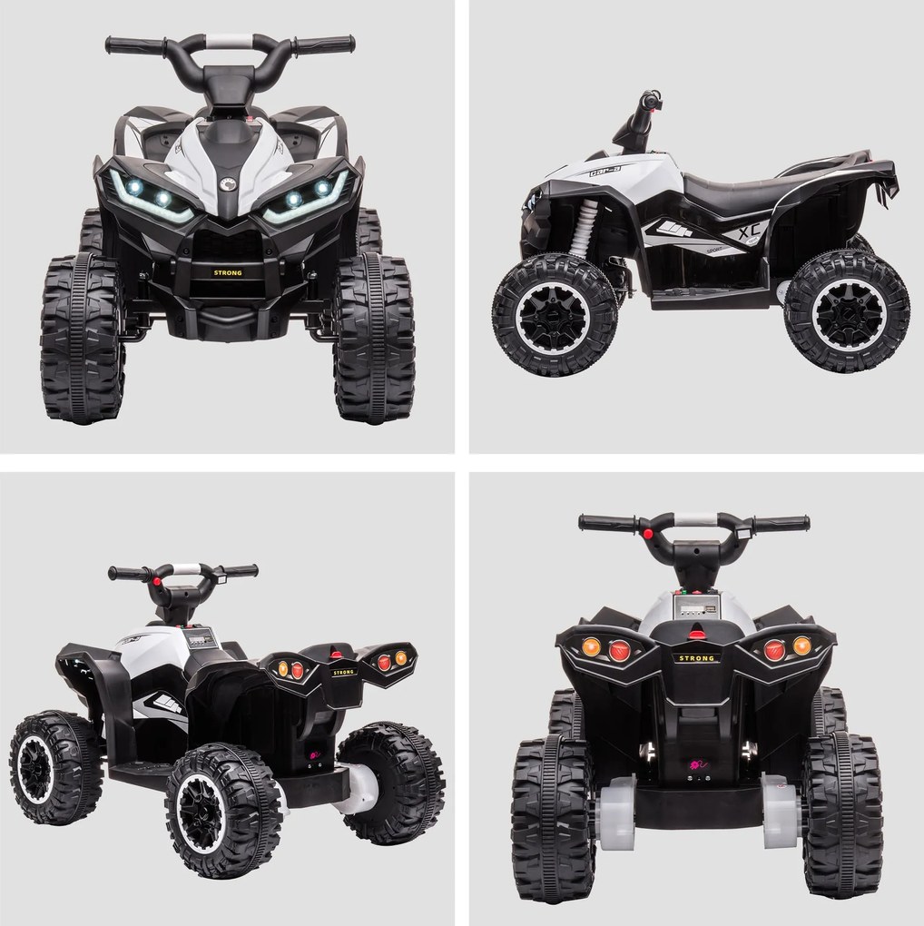 Quad Elettrico per Bambini 12V Ruote Larghe con Sospensioni e Fari LED Bianco...