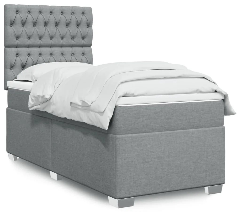 Giroletto A Molle Con Materasso Grigio Chiaro100x200 Cm Tessuto /