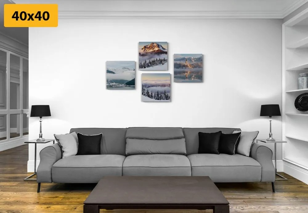 Set di quadri – Paesaggio invernale innevato