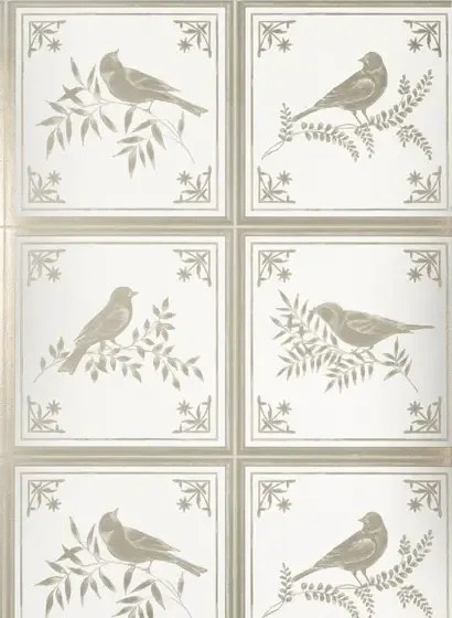 Nina Campbell Carta da parati Fortoiseau - Ivory/ Silver