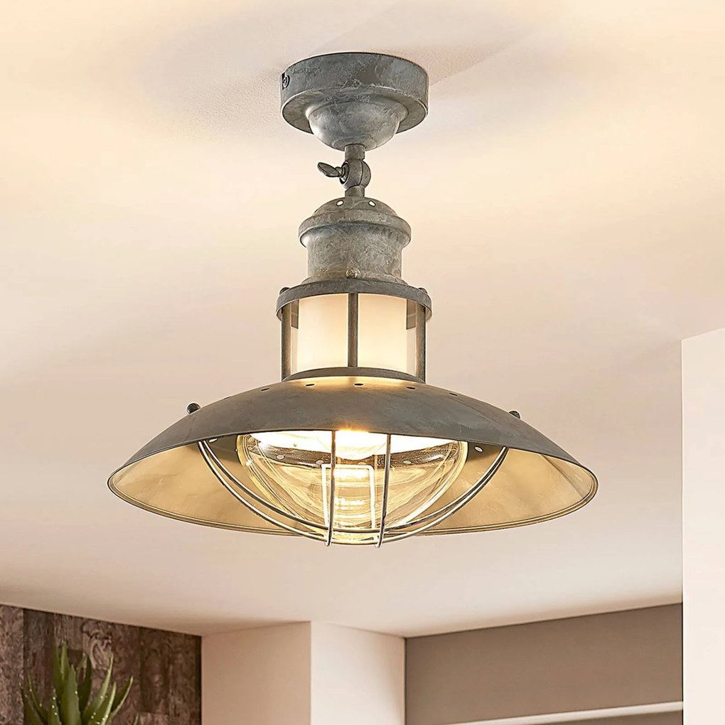 Plafoniera soffitto Louisanne Lindby, dimmerabile, Alluminio / Grigio / Zincato, Cucina, Metallo, Industriale, Plafoniera