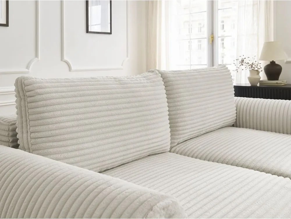 Divano color crema allungabile con rivestimento in velluto a coste 257 cm Lucien – Bobochic Paris