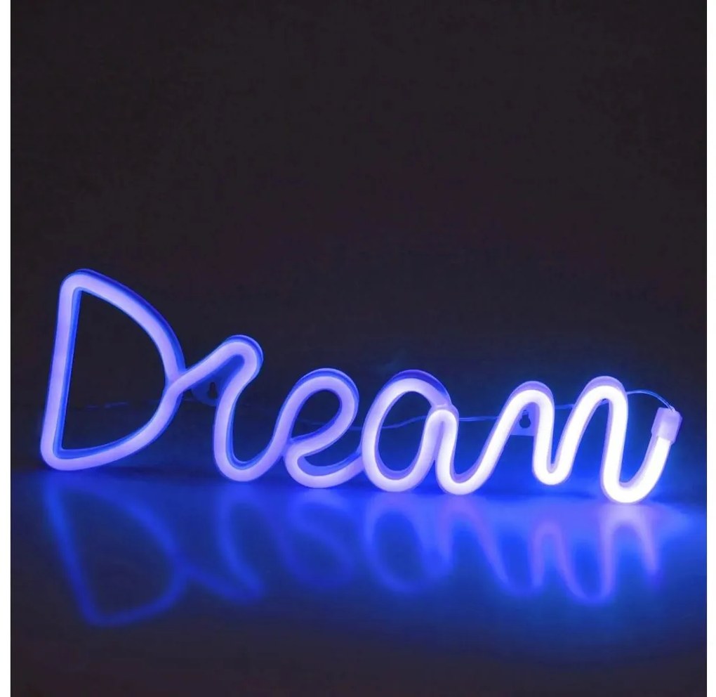 LED Decorazione murale al neon DREAM LED/3W/3xAA USB blu