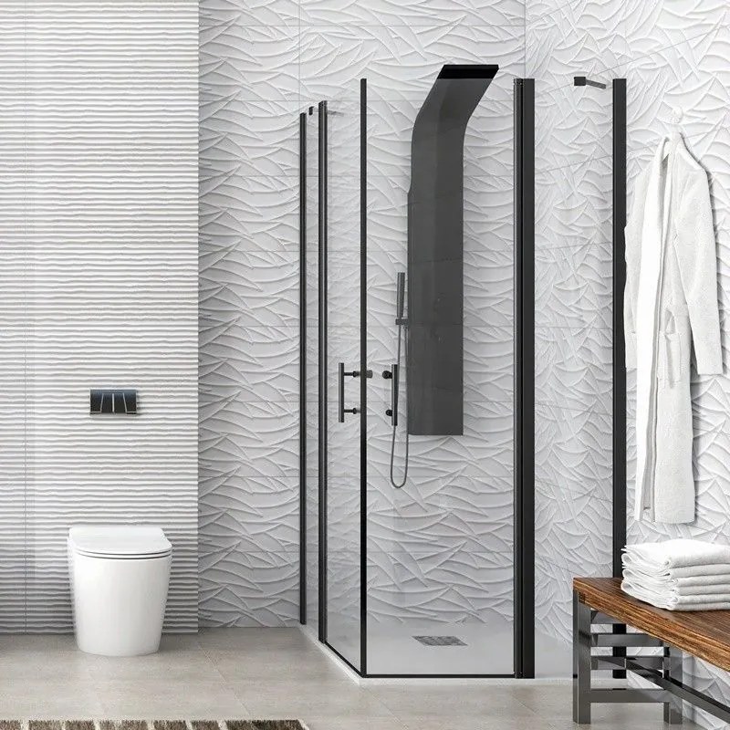 Kamalu - cabina doccia nera 120x120 doppio battente | kpx1000n