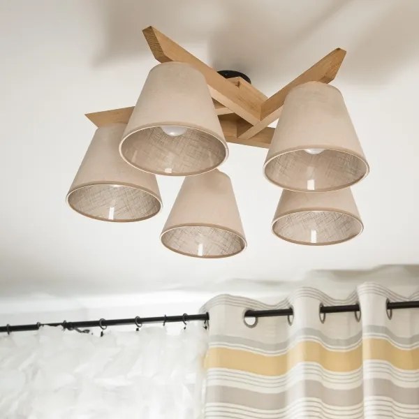 Plafoniera ANTONIO 5xE14/40W/230V rovere