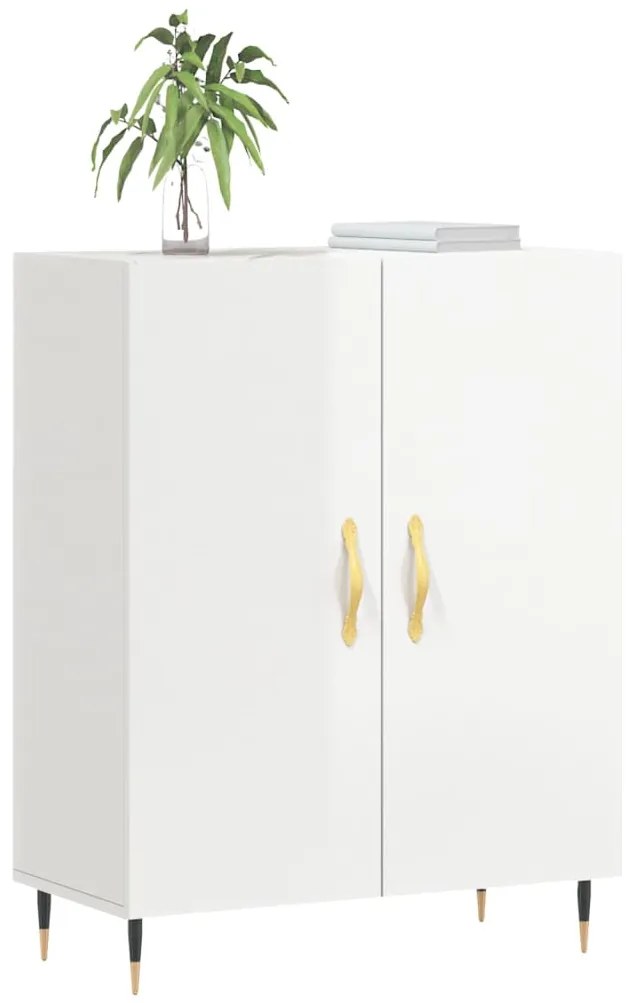 Credenza 69,5x34x90 cm in legno multistrato bianco lucido