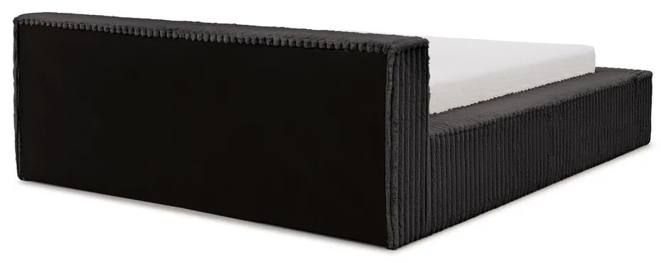 Letto matrimoniale imbottito nero con contenitore e rete inclusi 160x200 cm Cloe – Ropez