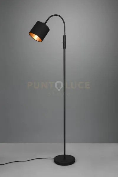 Tommy piantana nera flessibile con paralume nero e oro h.130cm 1 lu...