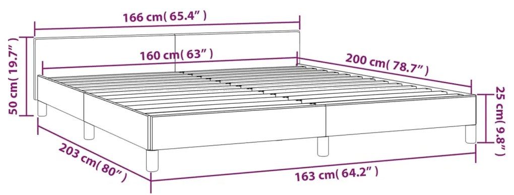 Giroletto con Testiera Marrone 160x200 cm in Similpelle