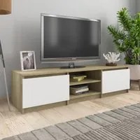 Mobile TV Bianco e Rovere Sonoma 140x40x35,5 cm in Truciolato cod mxl 60136