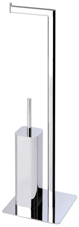 Piantana porta rotolo e porta scopino wc Steel grigio cromo lucido