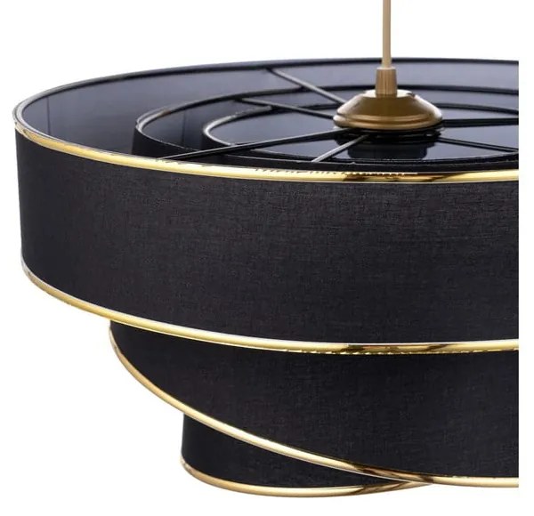 Lampadario nero/dorato con paralume in tessuto ø 40 cm Couper – Opviq lights