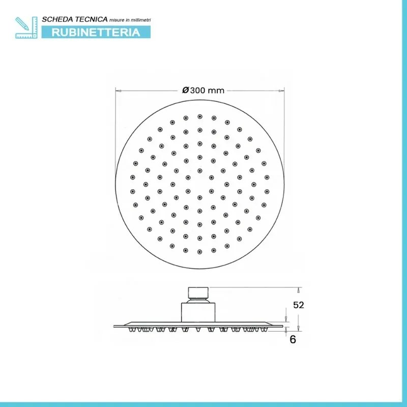 Set doccia tondo cromo 2 vie braccio 40 cm soffione 30 cm e kit doccino inclusi linea Erika