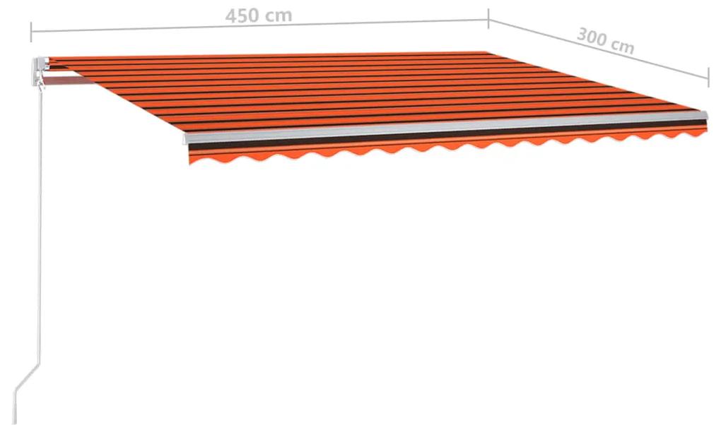 Tenda da Sole Retrattile Automatica Pali 4,5x3m Arancio Marrone