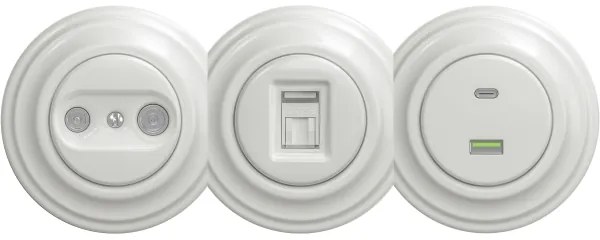 Kliklap - Presa di corrente d'epoca TV+R (continuous) senza cornice bianco