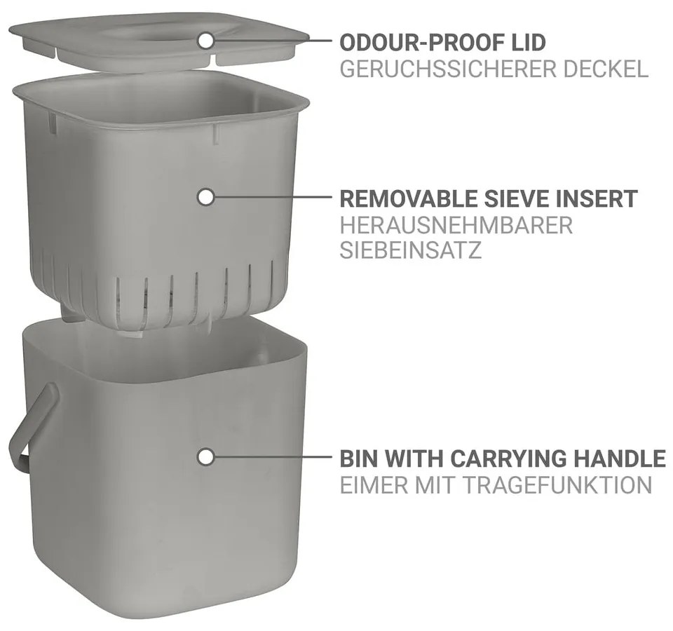 Bidone per l'umido grigio chiaro 3 l Conny – Wenko