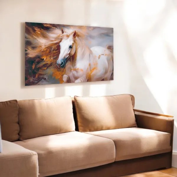 Quadro in vetro temperato 100x60 cm moderno - Cavallo di fuoco