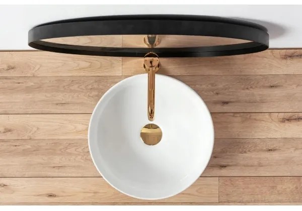 REA-U18918 - Lavabo da appoggio SAMI Ø 36 cm ceramica/bianco lucido