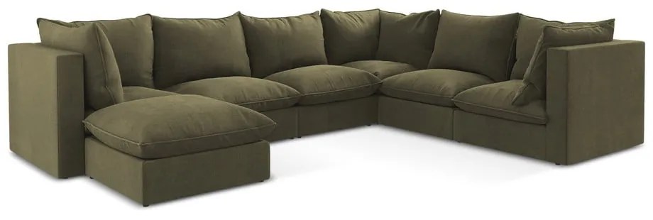 Divano angolare color kaki (con penisola a destra/a U) Manao – Makamii