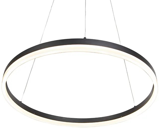 Lampada a sospensione di design nera 60 cm con LED dimmerabile a 3 livelli - Anello