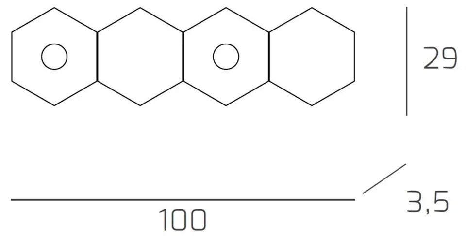 Plafoniera Moderna 4 Moduli Hexagon Metallo Foglia Argento 2 Luci Led 12X2W