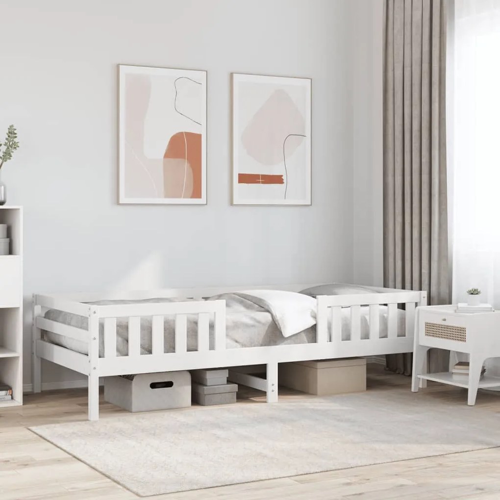 Letto senza materasso bianco 75x190 in legno massello di pino